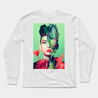 Modern pop art style woman portrait Long Sleeve T-Shirt